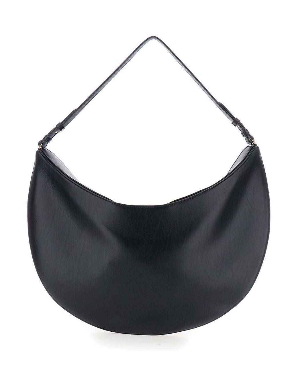 Jacquemus Black 'Le Calisso Rond Large' Shoulder Bag With Adjustable Strap And Embossed Logo