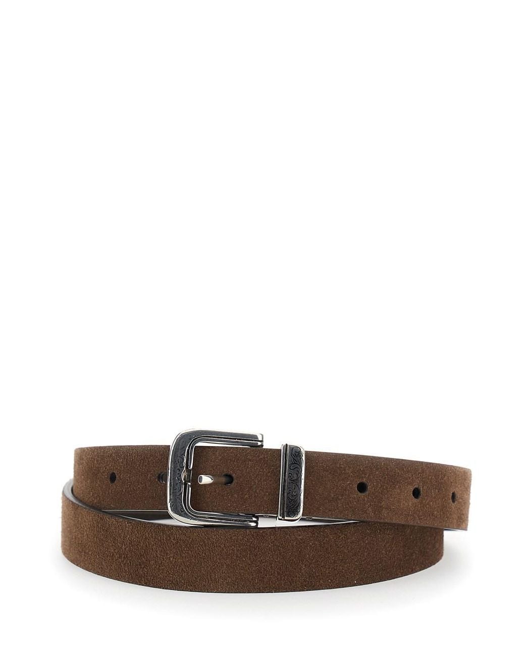 Brunello Cucinelli Brown Reversible Belt With Engraved Motif for men