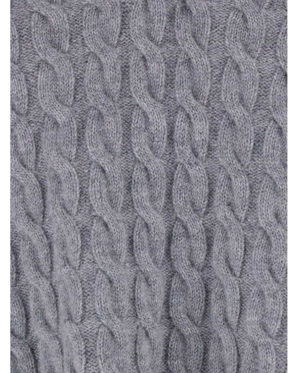 AMI Gray Cable Knit Polo Sweater for men