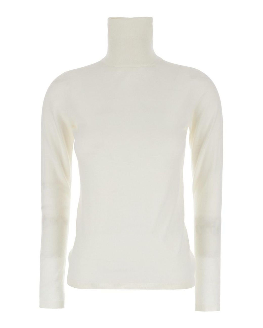 Max Mara White High Neck Wool Sweater For Virgin Tops