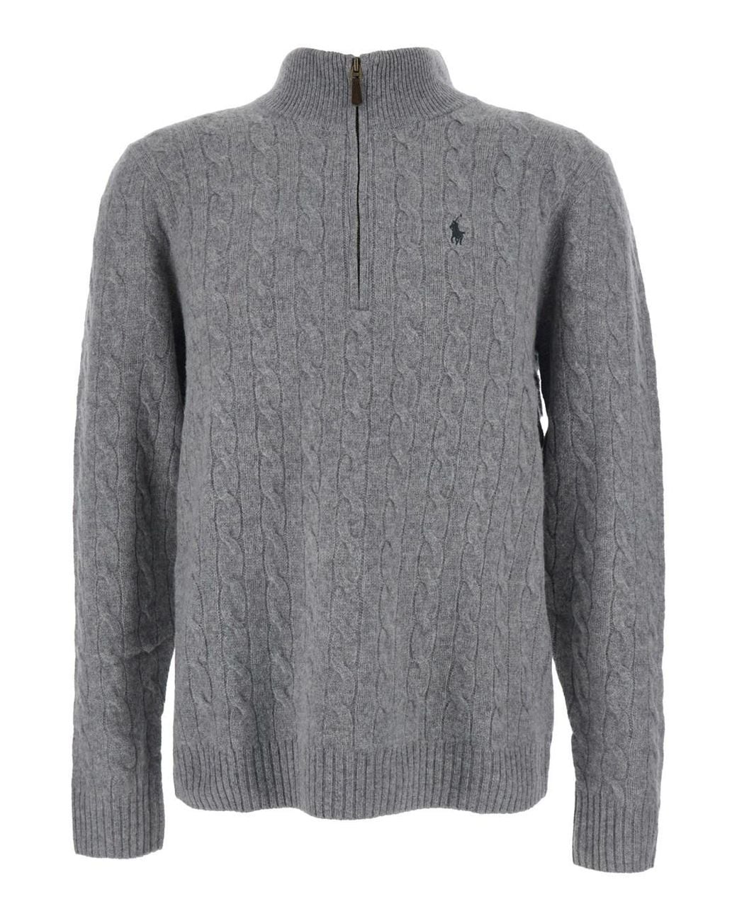 Polo Ralph Lauren Gray Half Zip Cashmere Sweater Wool Tops for men