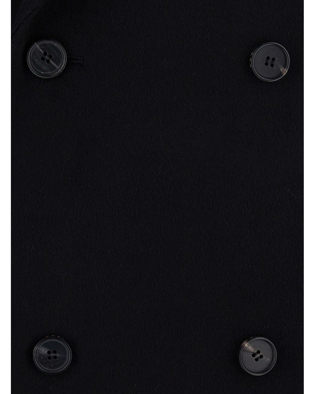 TONYWACK Black Double-Breasted Coat With Peak Revers for men