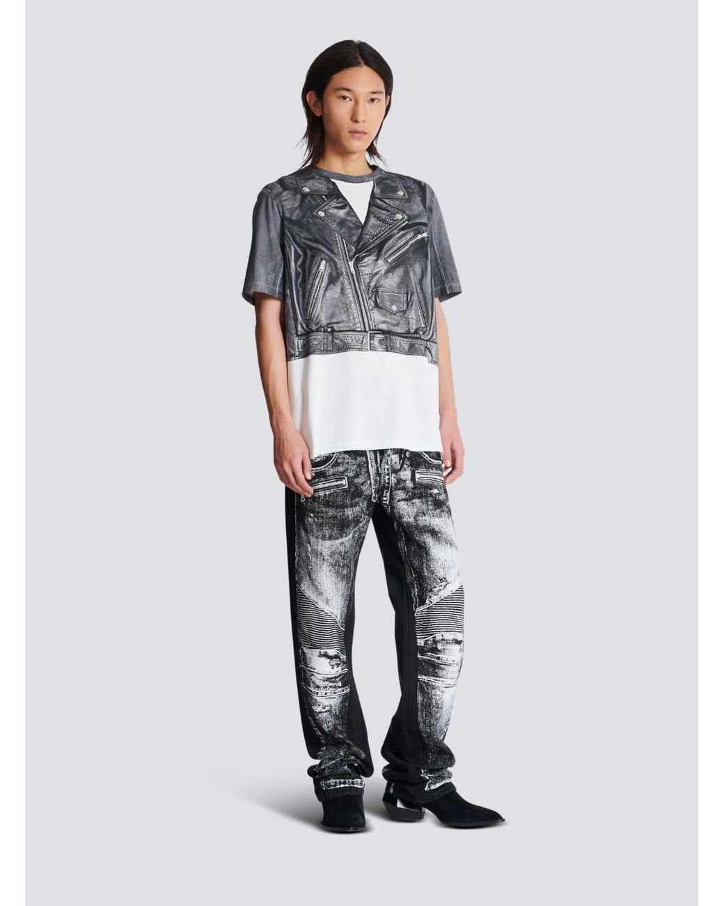 Balmain Black And Layered Design Crewneck T-Shirt Cotton T-Shirts for men