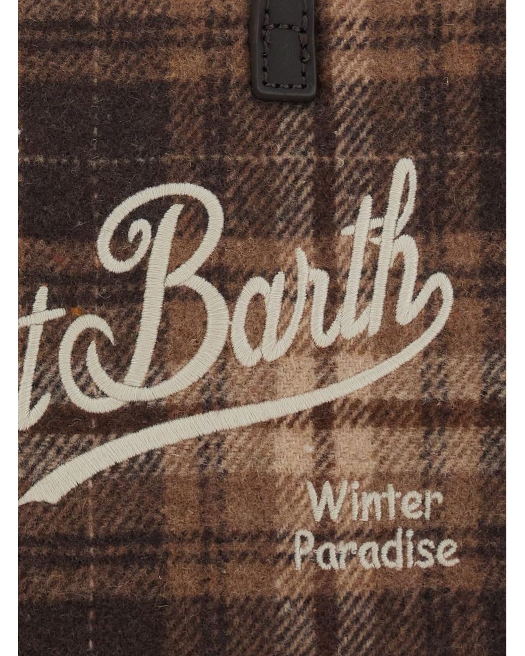 Mc2 Saint Barth Brown Vanity Mini Bag With Tartan Details And Tech Fabric Be