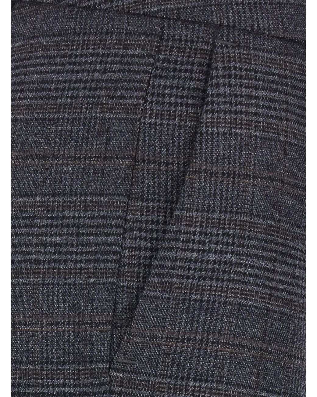Le Plain Blue Pants With Check Motif All-Over