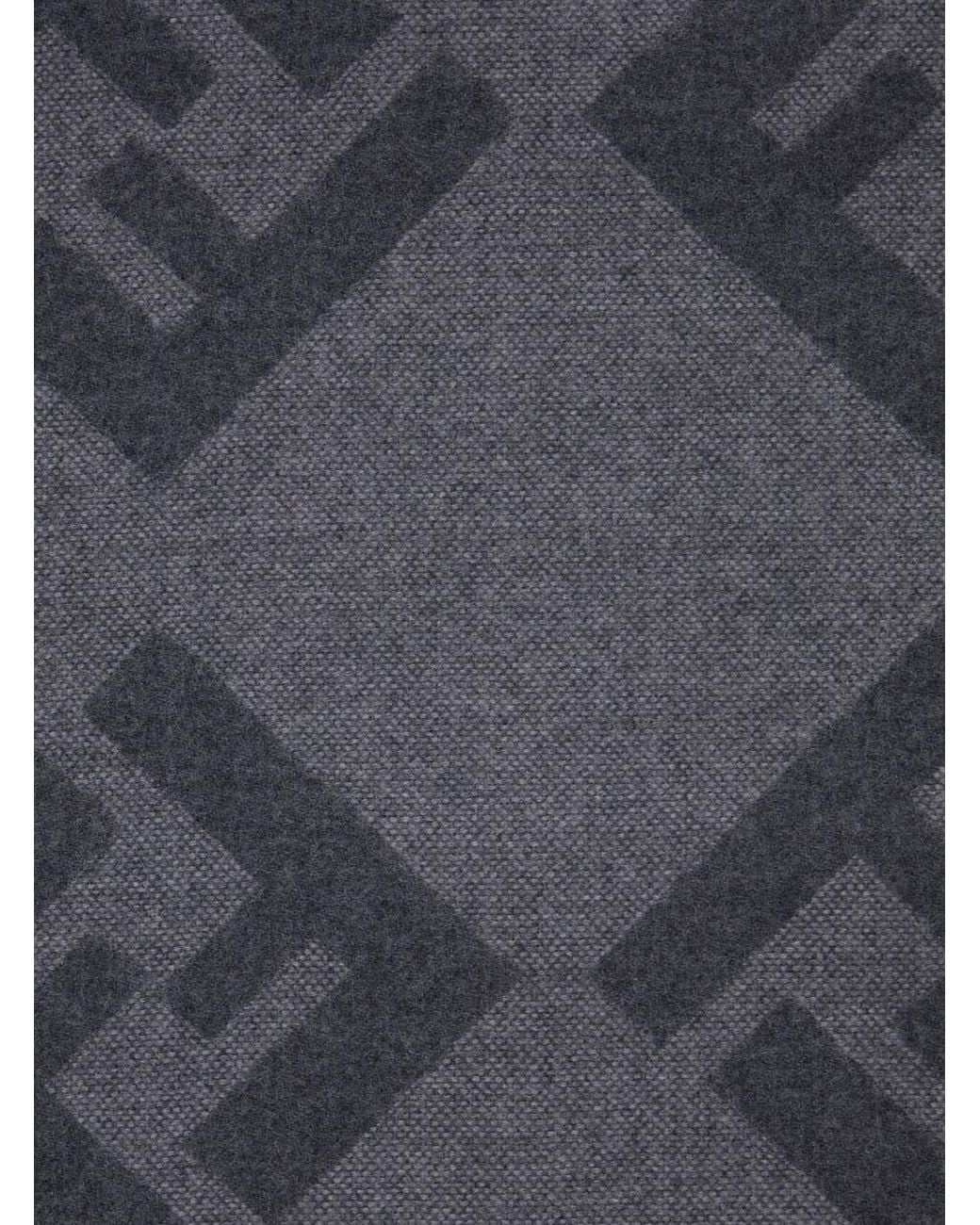 Fendi Gray Fringed Edge Scarf With All-Over Ff Logo for men