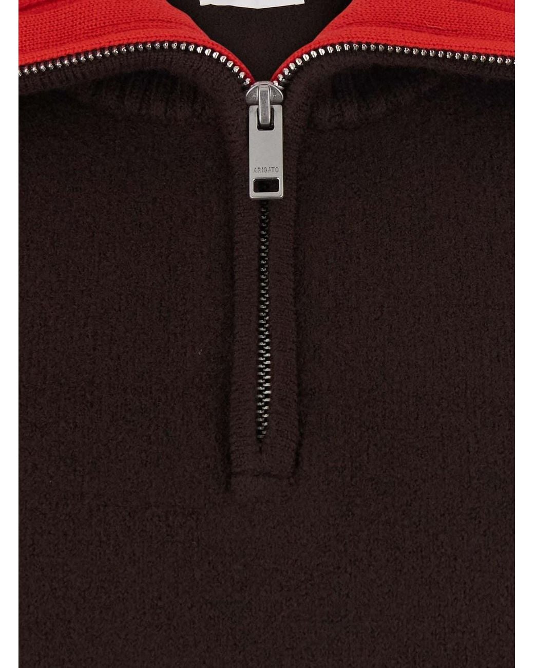 Axel Arigato Black Trace Half Zip Sweater With Zip Collar And Logo Patch In for men