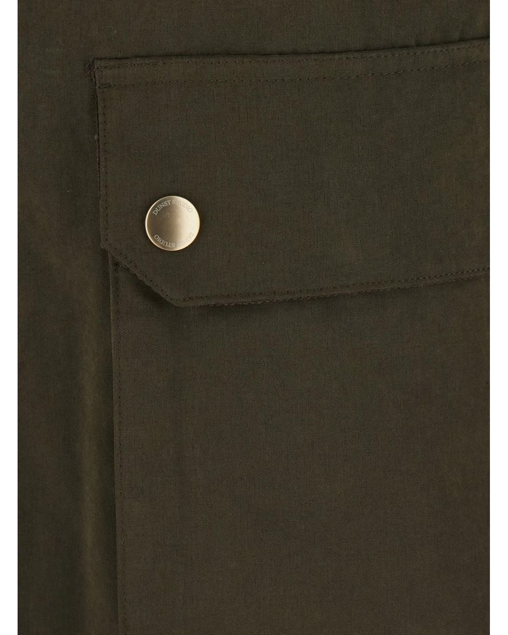 DUNST Green Jacket With Ribbed Collar And Waxed Finish