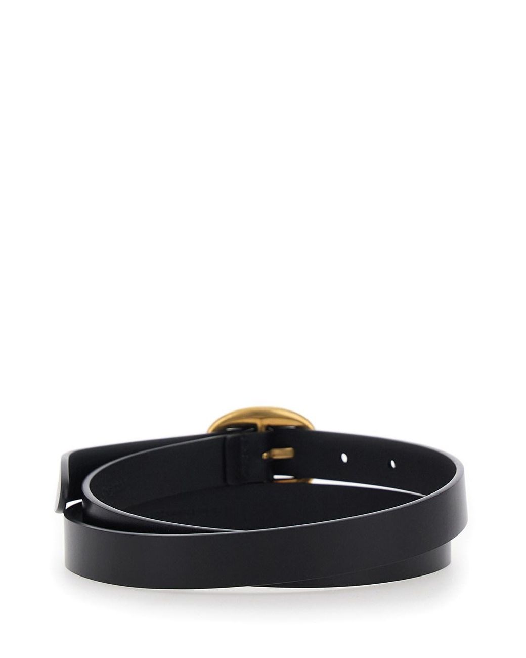 Saint Laurent White Belt With Oval Buckle — Leather
