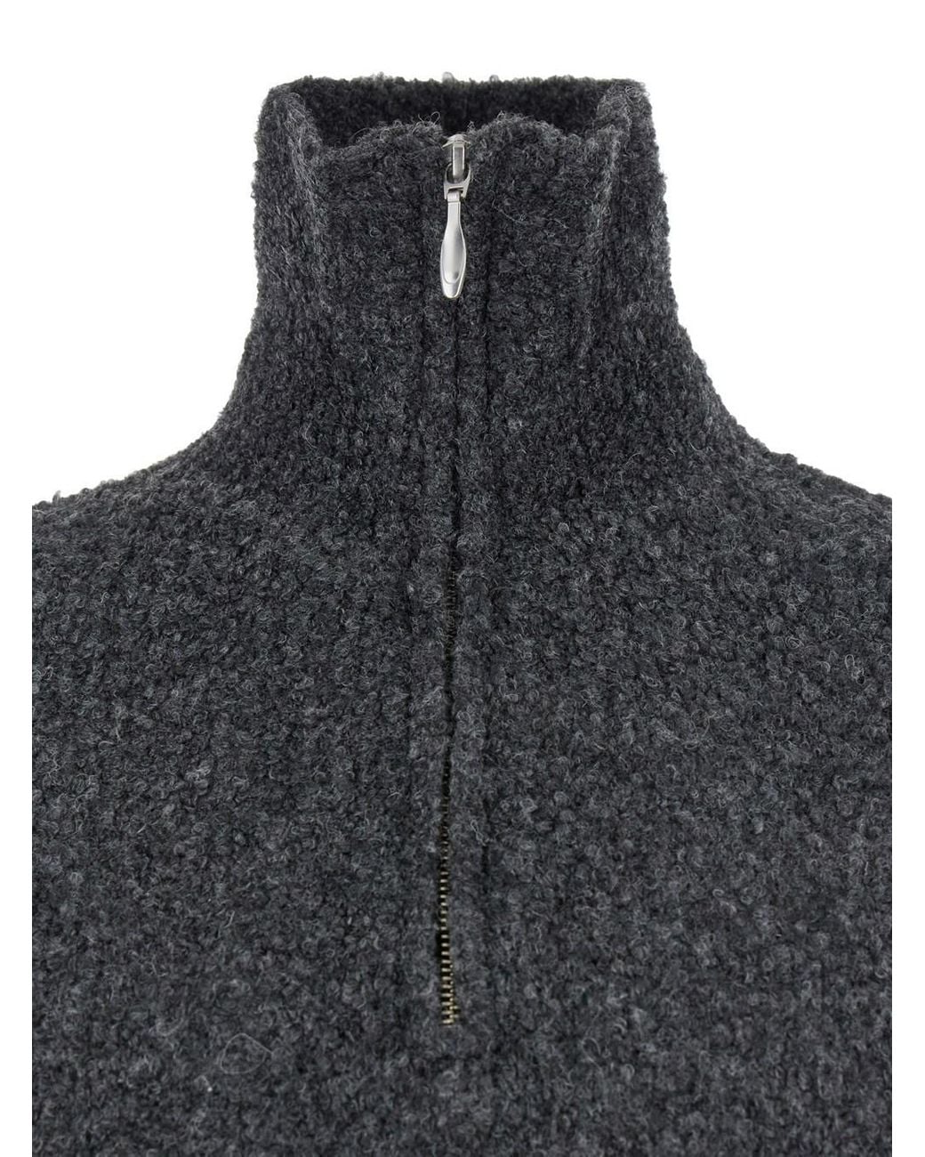 TONYWACK Gray High Neck Swater With Zip for men