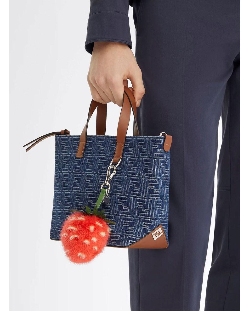 Fendi Blue Shopper With Top Handles And All-Over Ff Motif for men