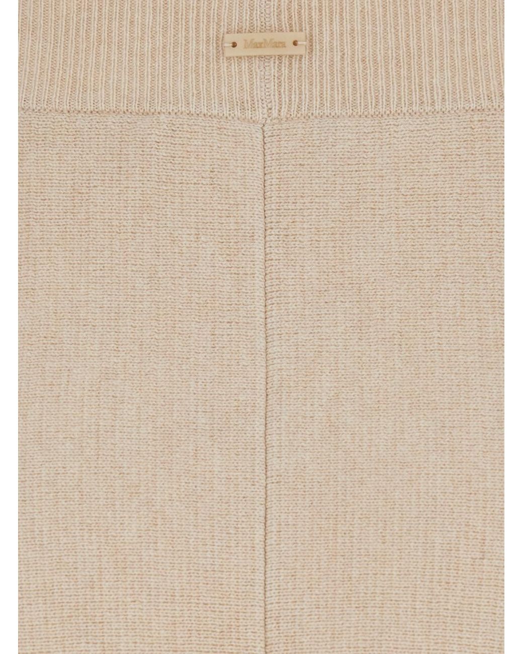 Max Mara Natural Flared Skirt With Logo Patch Wool