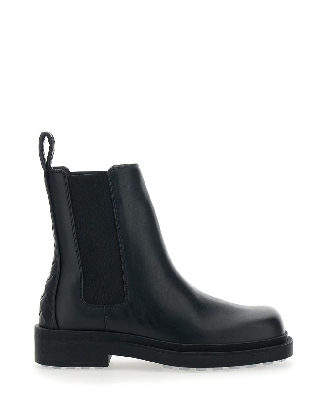 Bottega Veneta Black Ankle Boots With Elastic Side And Intreccio On The Back