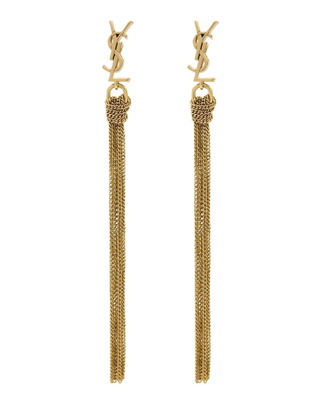 Saint Laurent White Earrings Cassandre Brass