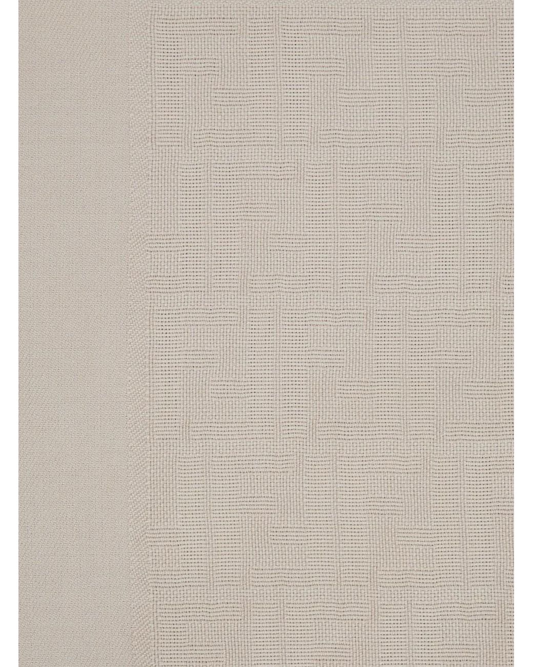 Fendi Natural Square Scarf With Fringed Hem And Ff Pattern