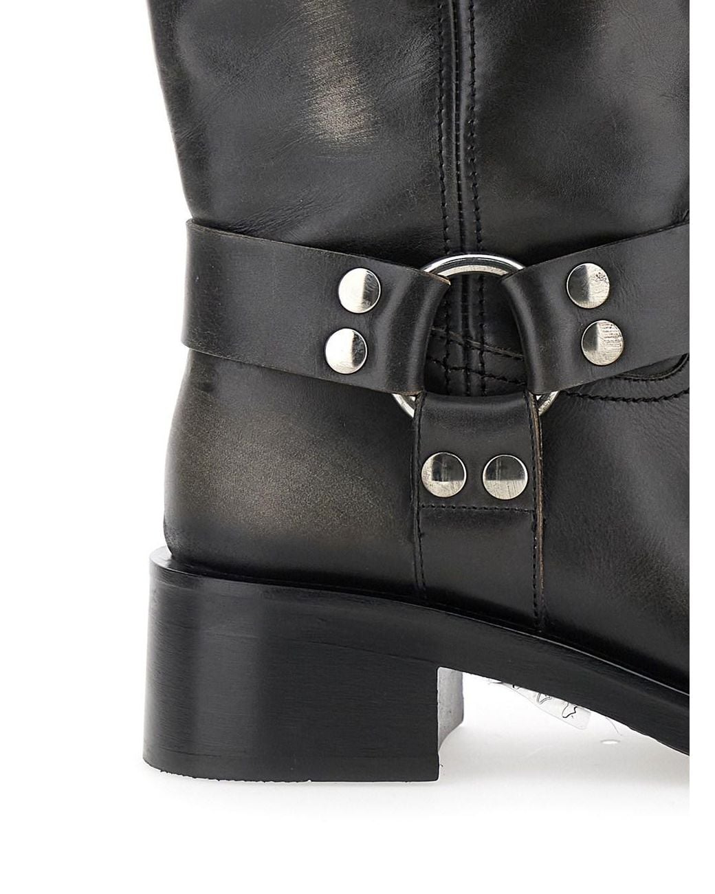 Strategia Black Ankle Boots With Studs And Ring