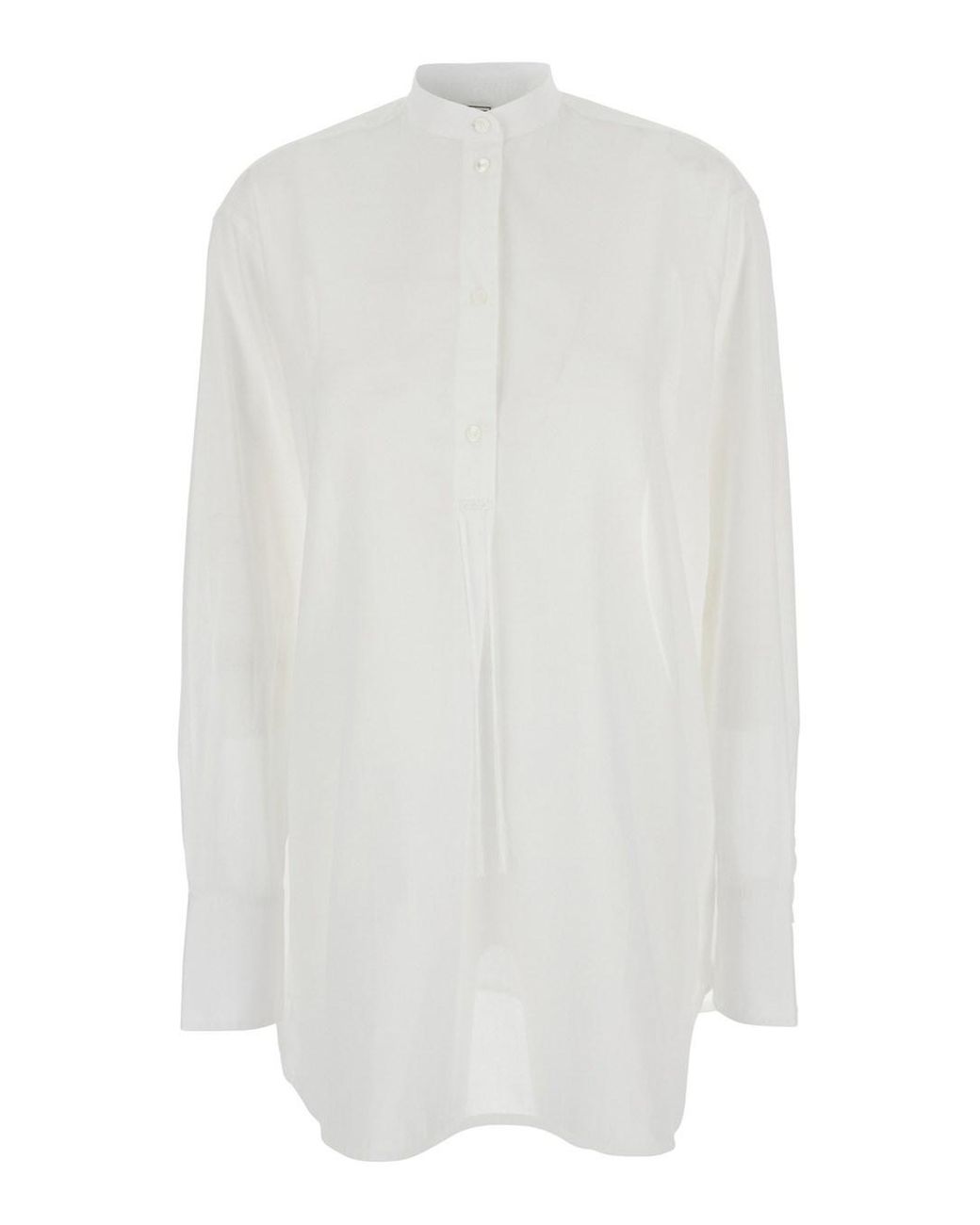 Totême White Shirt With Stand-Up Collar Cotton Organic Blouses