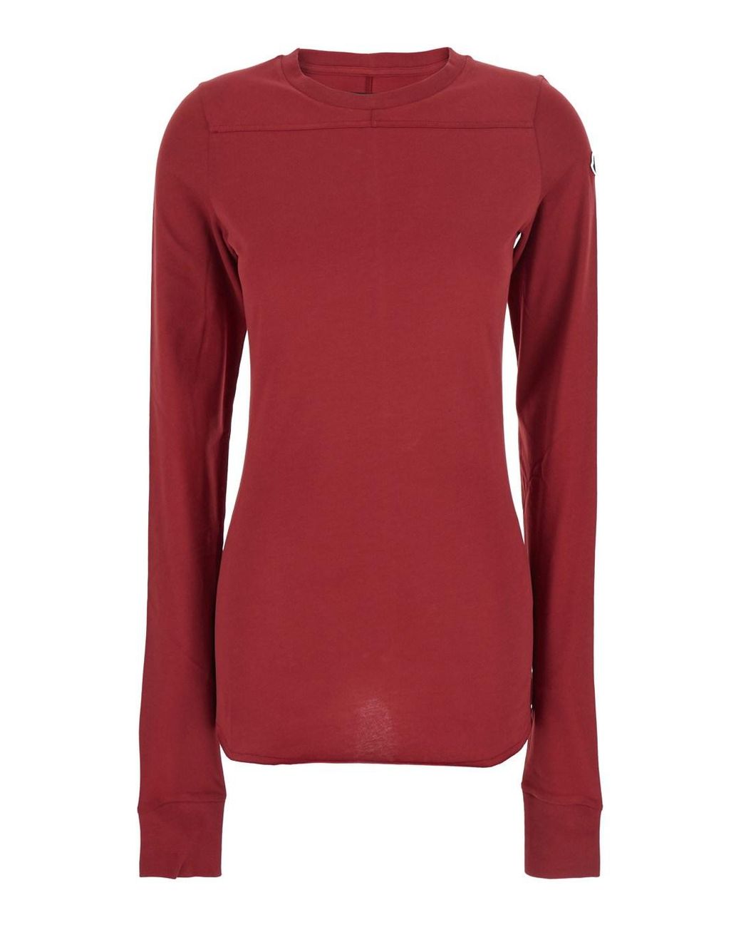 Rick Owens Red T-Shirt 'Girder' Crew Neck With Long Sleeves And