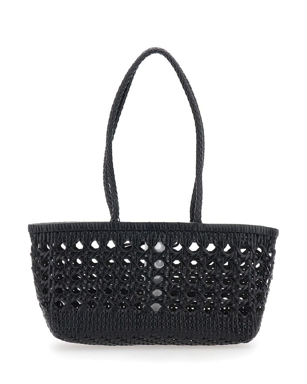 OSOI Black 'Biscuit' Shoulder Bag With Double Round Handles And Braide