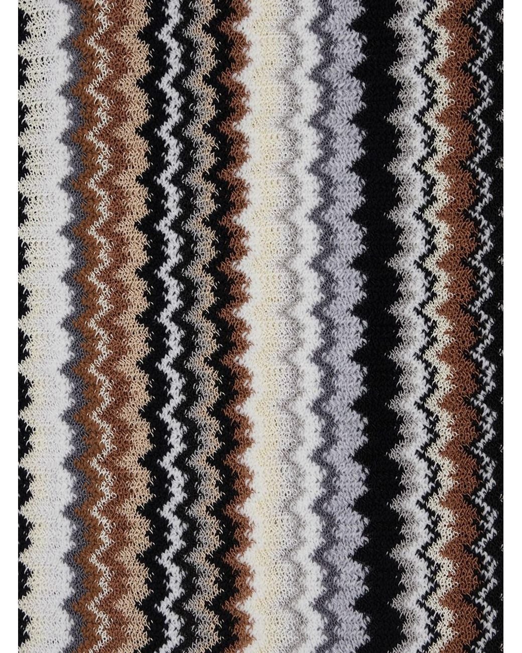 Missoni Black Scarf With All-Over Zigzag Motif And Fringed Hem