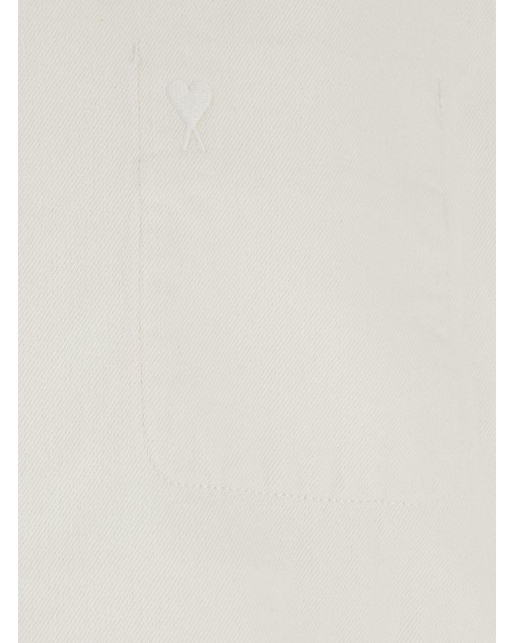 AMI White Jacket With Classic Collar And Tone-On-Tone Adc Embroi for men