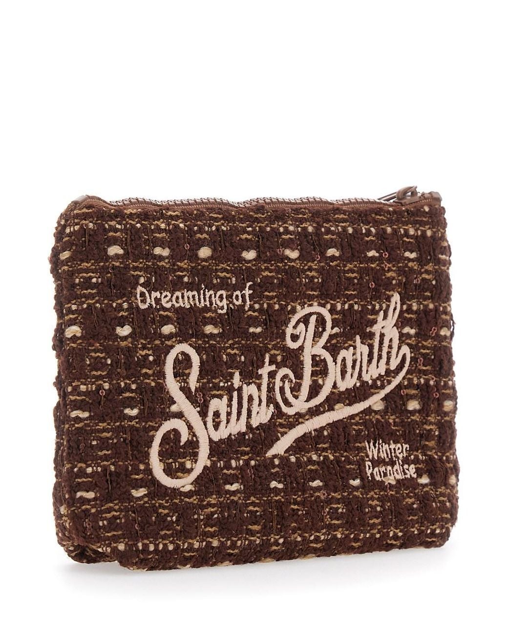Mc2 Saint Barth Brown Aline Tweed Pouch With Tech Fabric And Rubber An
