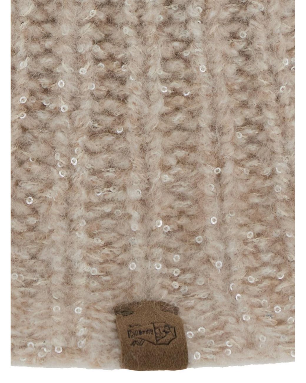 Brunello Cucinelli White Knitted Beanie With Diamond Yarn Cashmere Blend Hat