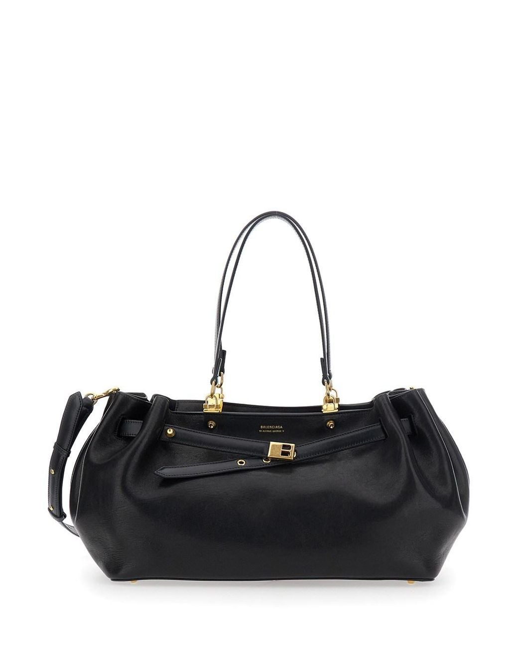 Balenciaga Black 'Fan' Medium Shoulder Bag With Adjustable And Removab