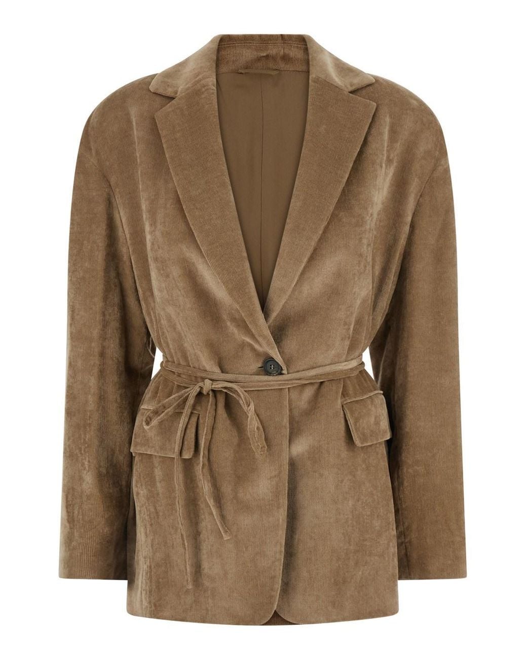 Brunello Cucinelli Brown Single-Breasted Jacket With Notched Revers An
