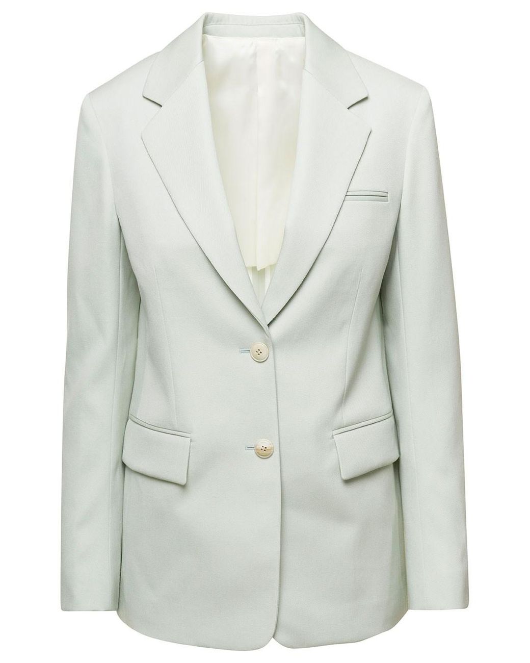 Blazer monopetto con tasche chiaro in lana di Lanvin in Gray