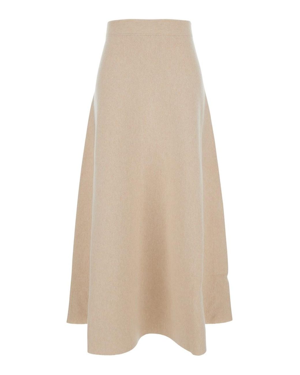 Max Mara Natural Flared Skirt With Logo Patch Wool