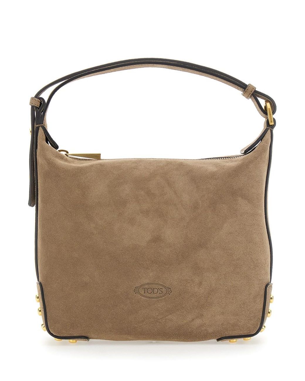 Tod's Brown Handbag With Top Handle And Metal Dots