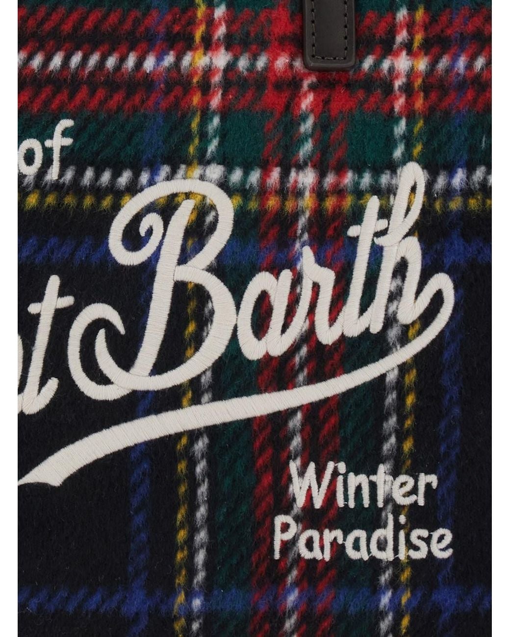 Mc2 Saint Barth Black Shoulder Bag With Tartan And Patch
