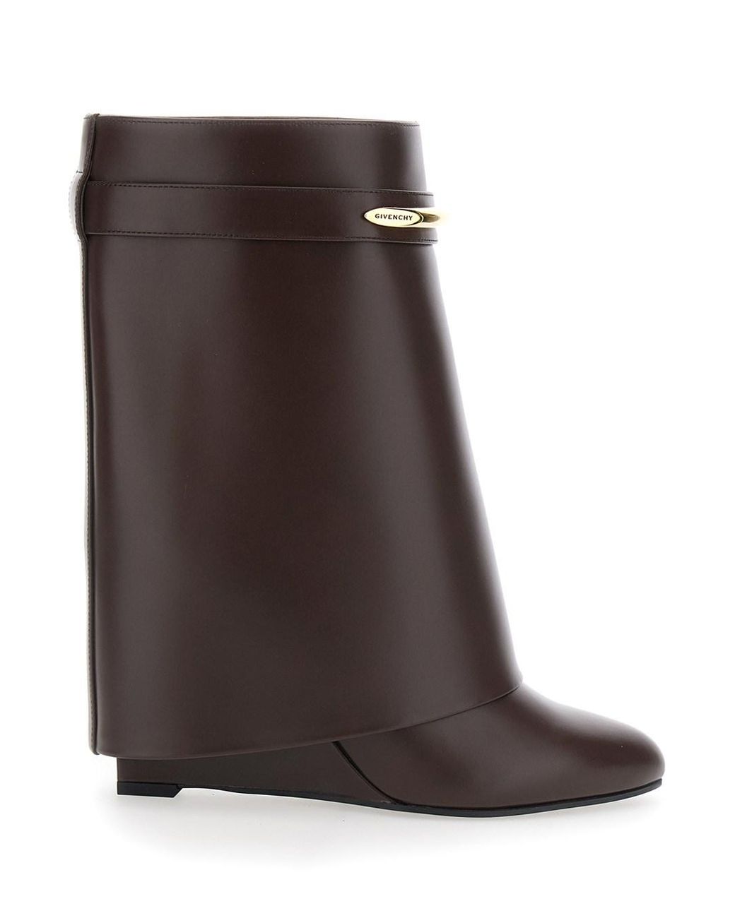 Givenchy Brown Wedge Heel Ankle Boots With Logo Plate On The Side