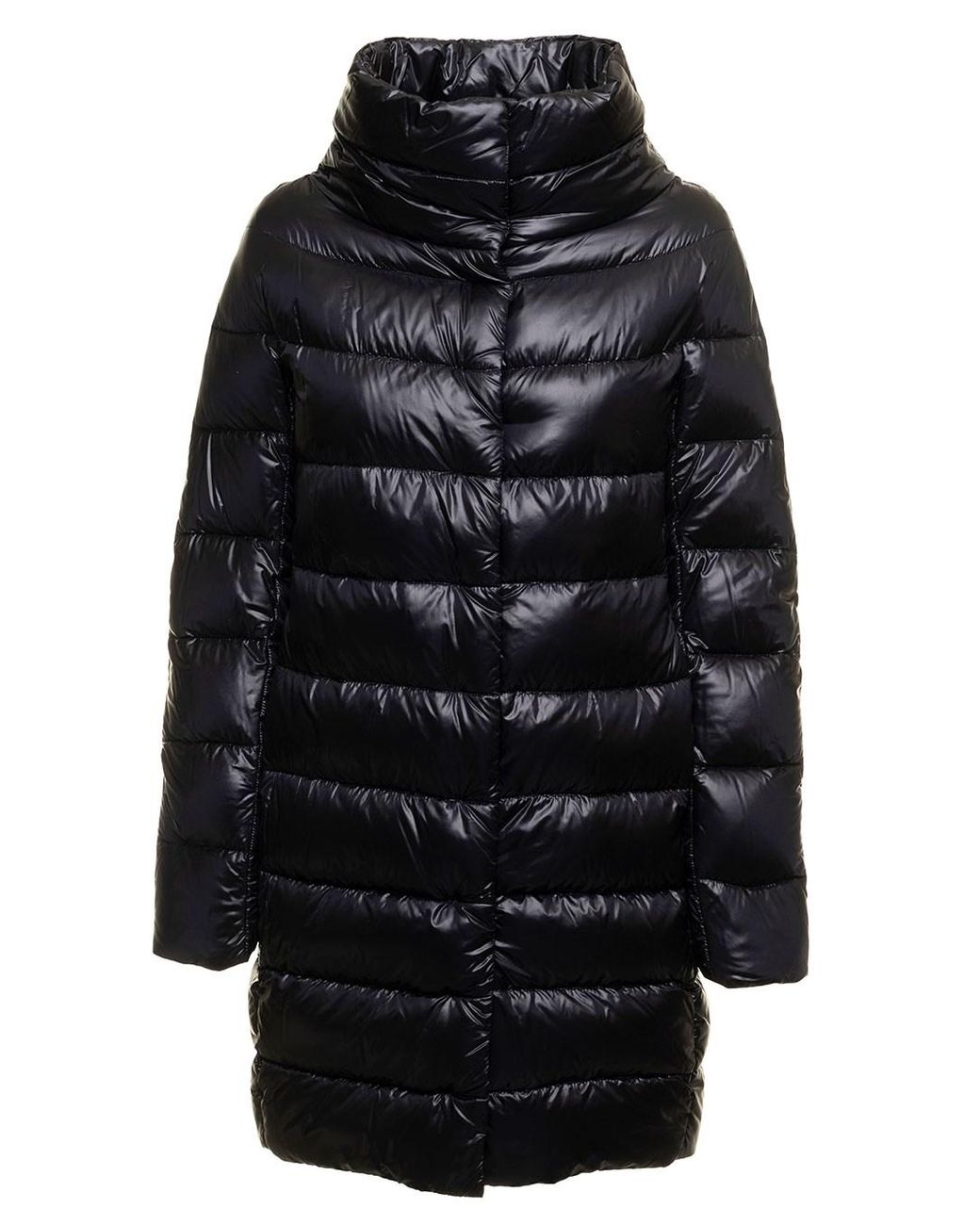 Herno Black Long Down Jacket Tech Fabric Polyamide Puffer