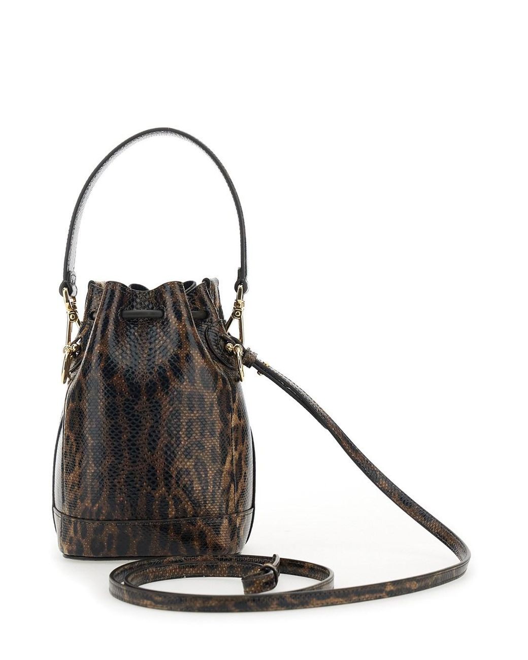 Fendi Black 'Mon Tresor Mini' Handbag With Removable Shoulder Strap And Jaguar Print