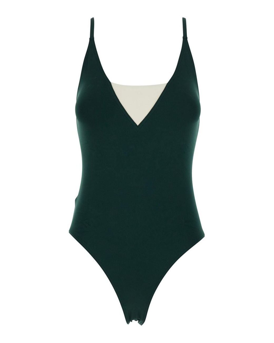 Eres Green One-Piece Swimsuit Entrevue With Contrast Details And Thin Straps