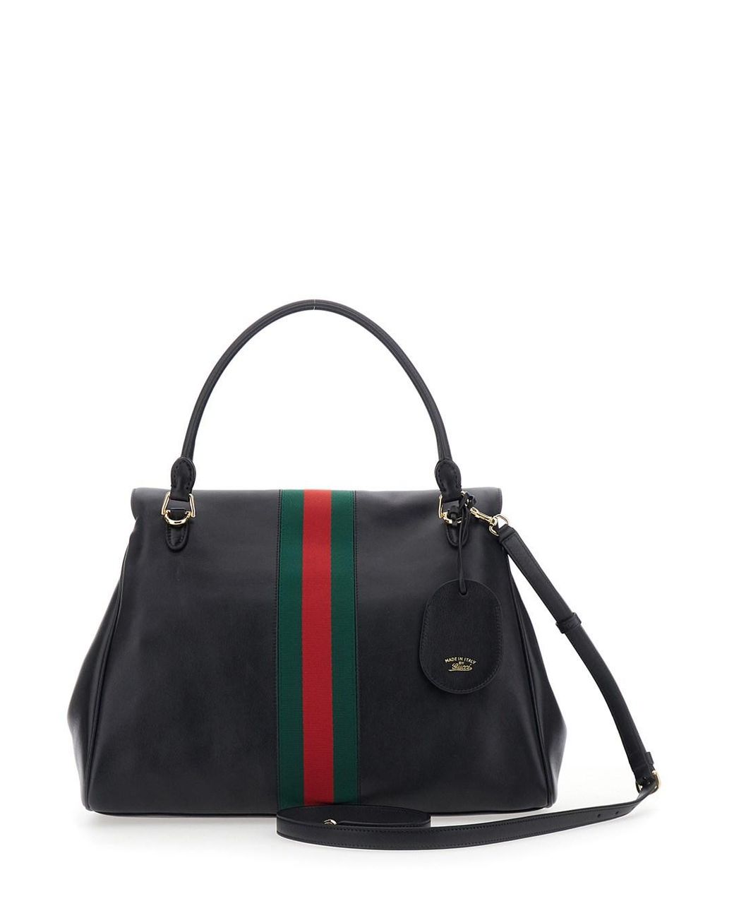 Gucci Black 'Paparazzo' Large Handbag With Horsebit And Web Stripe On