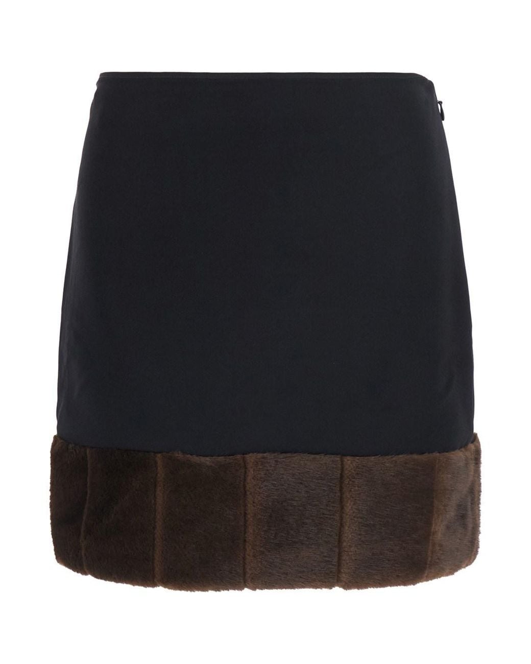 ROTATE BIRGER CHRISTENSEN Black Duelia Synthetic Fur Mini Skirt For