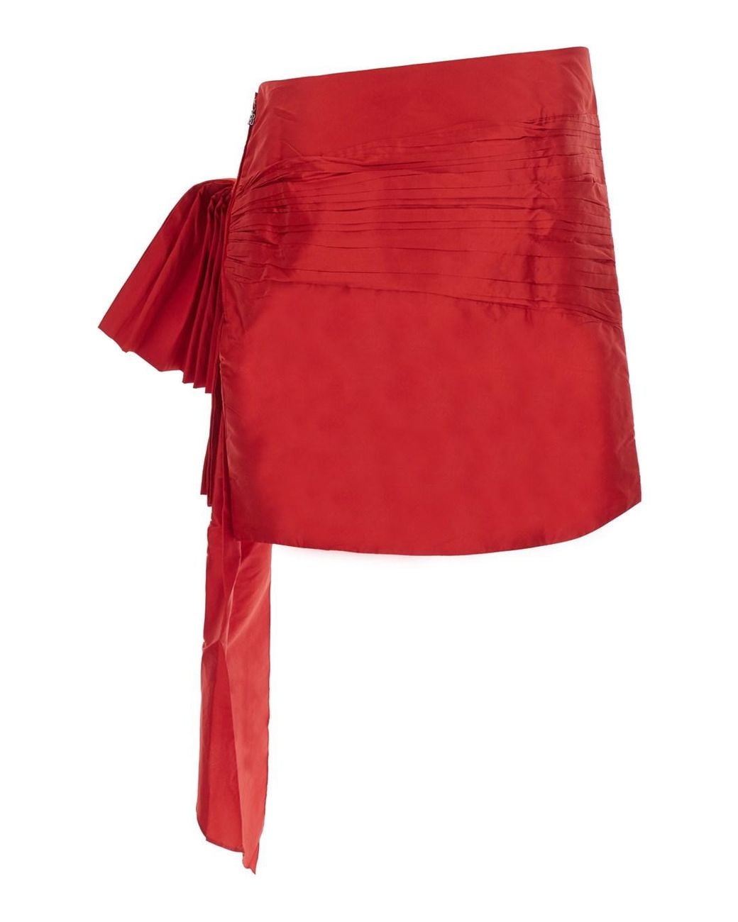 ROTATE BIRGER CHRISTENSEN Red Miniskirt With Side Zip Closure And Maxi Bow