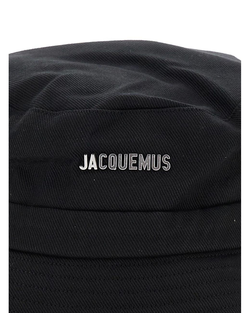 Jacquemus Black 'Le Bob Gadjo' Bucket Hat With Logo Lettering On The Front And Self-Tie Closure On The Rear for men