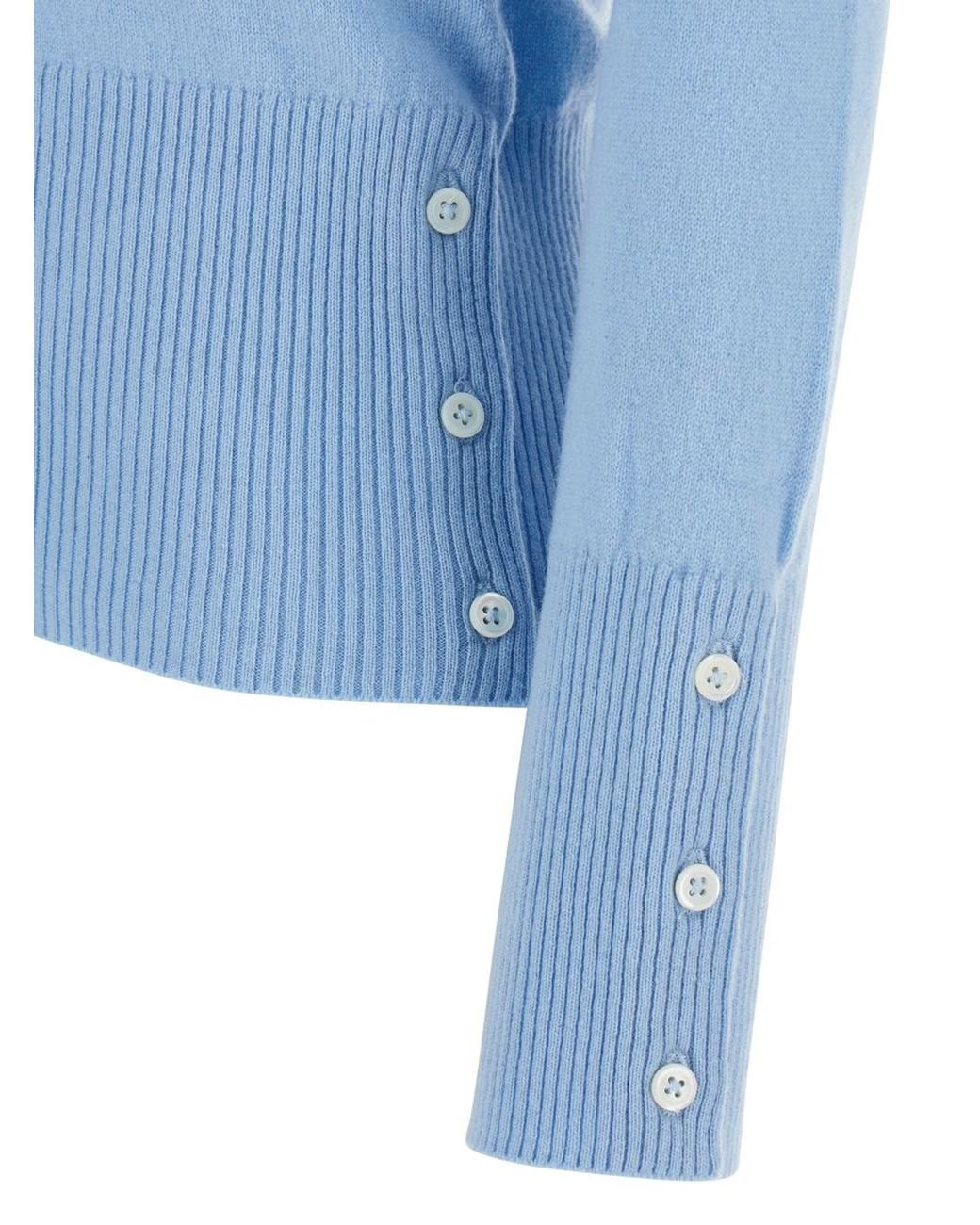 Thom Browne Blue V-Neck Cardigan Cashmere Tops