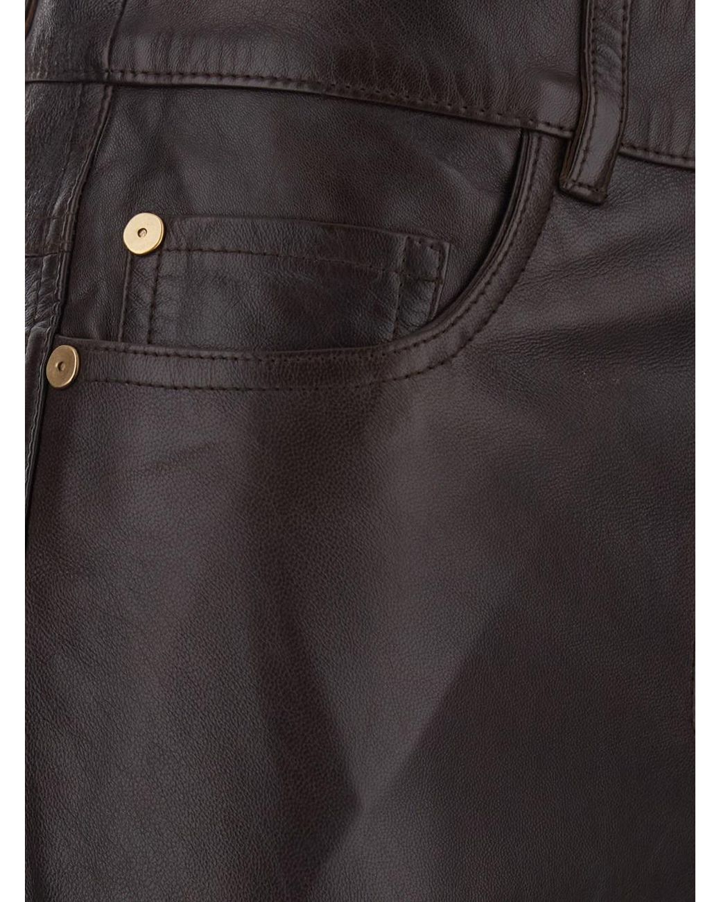Max Mara Gray Trousers Pesca Leather Lamb