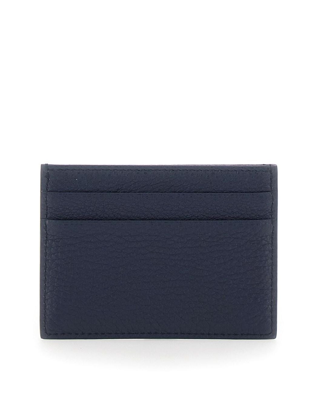 Dolce & Gabbana Blue Grained Leather Card Holder With Logo, Compact Mini Wallet (10 X 7.5 Cm) For for men