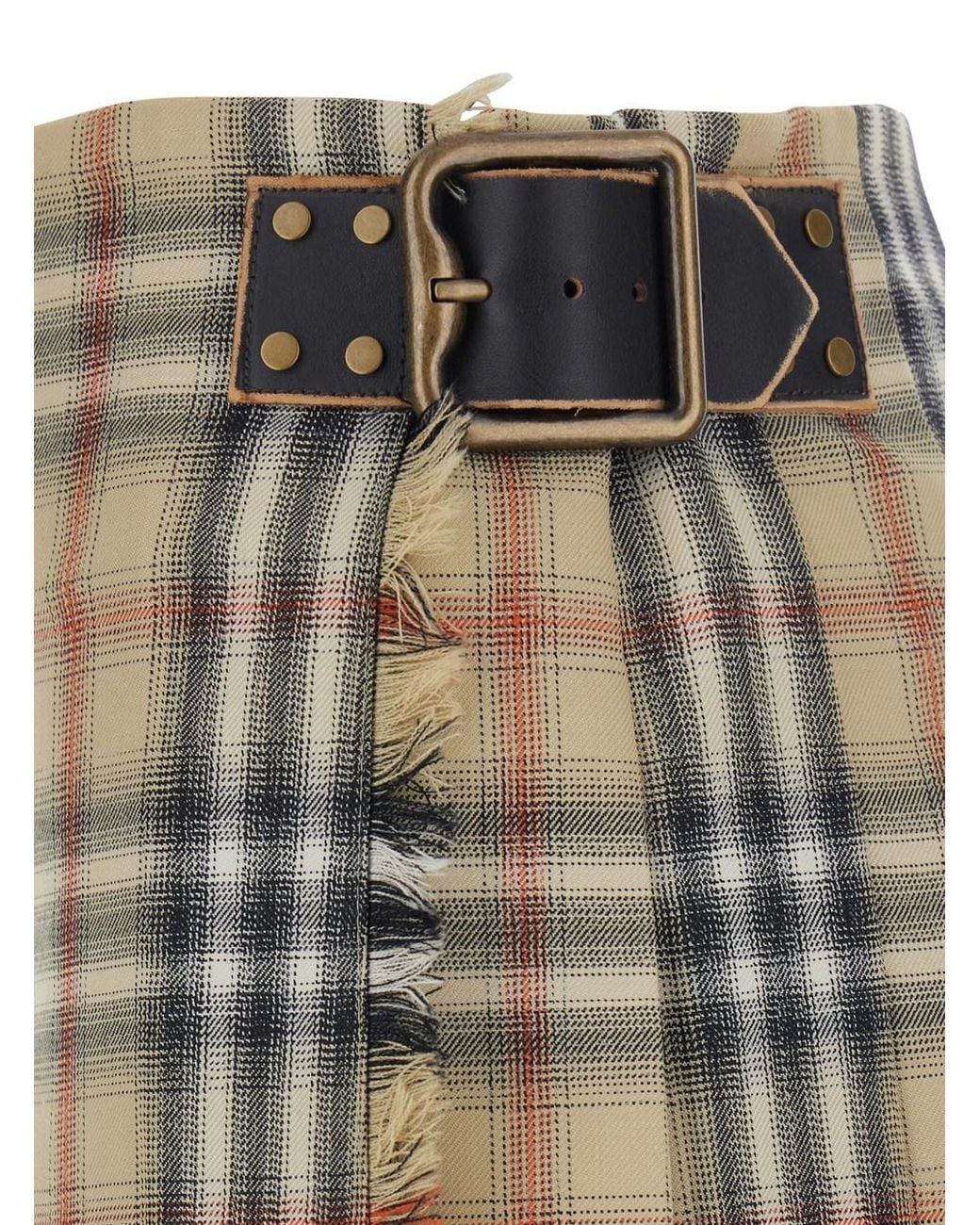 Burberry Multicolor Skirt With Adjustable Belt And All-Over Check Motif