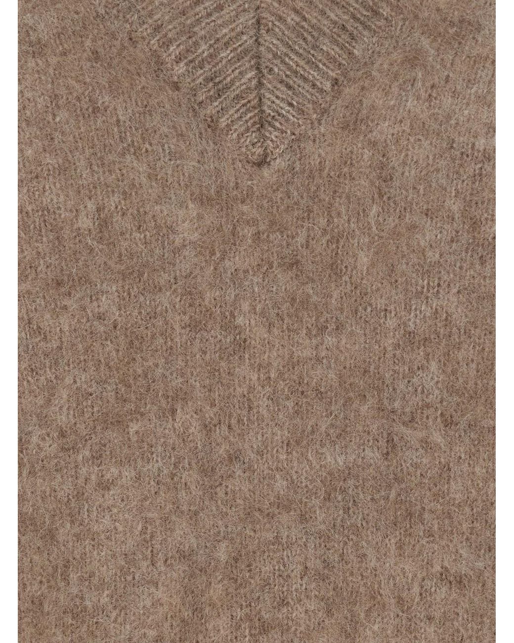 P.A.R.O.S.H. Brown V-Neck Sweater Yiak Wool & Yak Tops