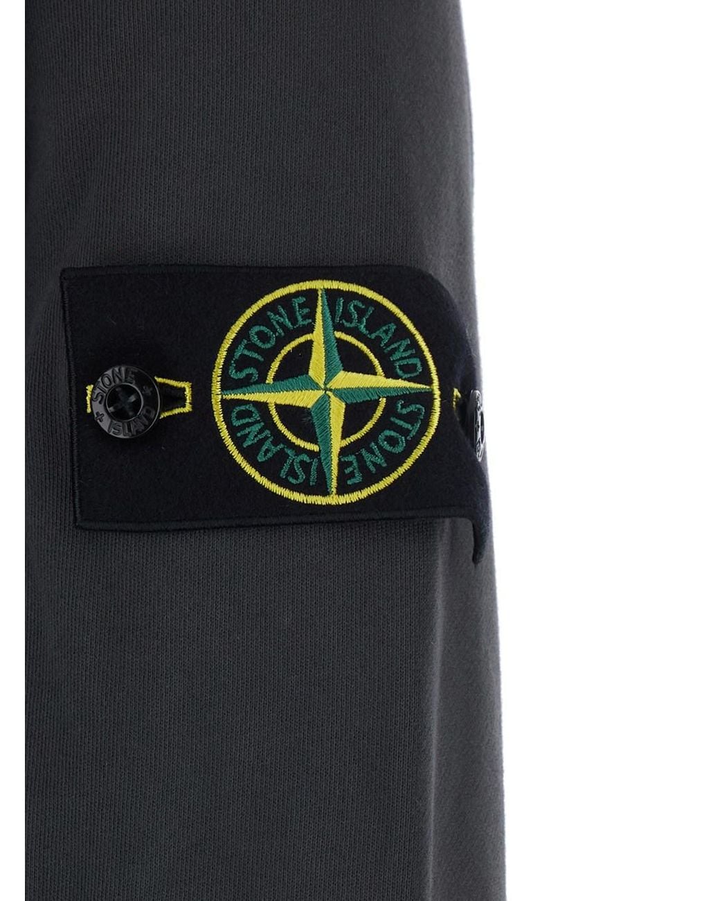 Felpa Con Cappuccio Fisso E Patch Logo Sulla Manica di Stone Island in Black da Uomo