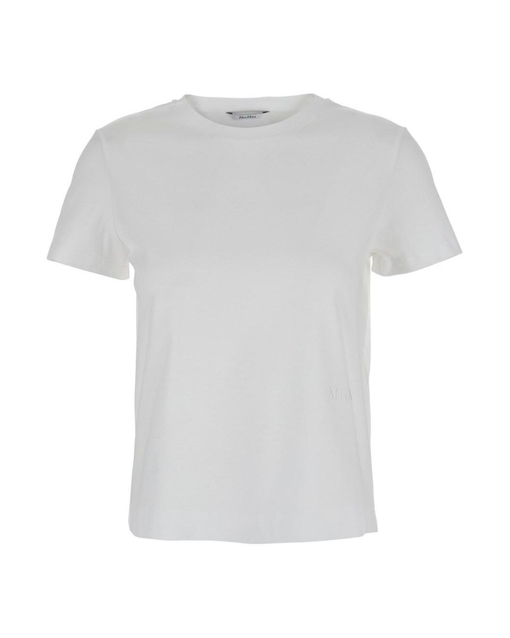 Max Mara White Crewneck T-Shirt With Tonal Logo Cotton T-Shirts & Jerseys