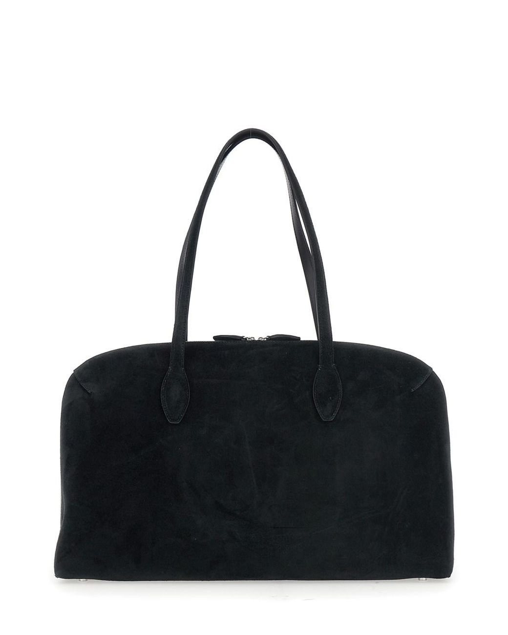 Totême Black Shoulder Bag With Embossed Logo Lettering On The Front In