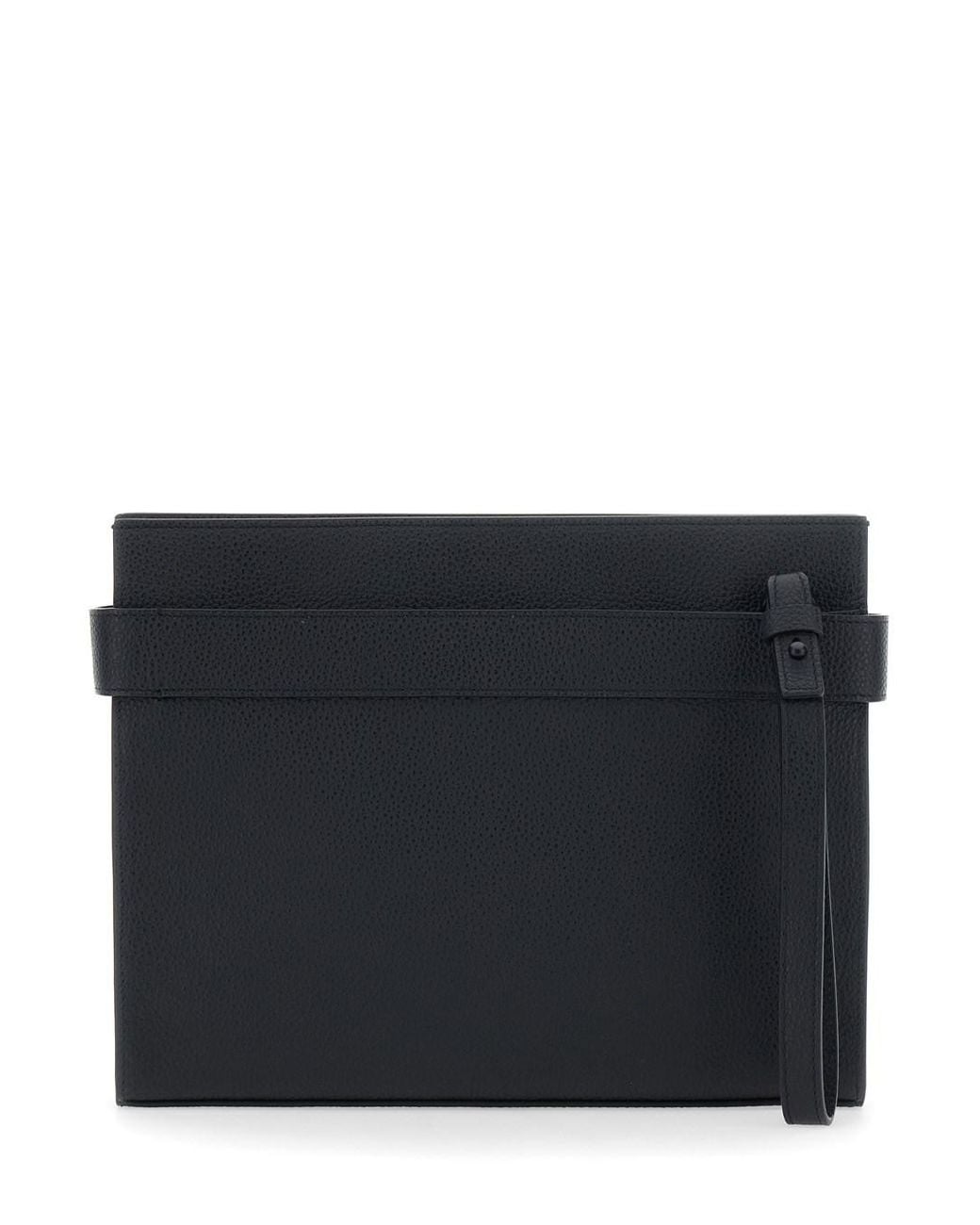 Ferragamo Black Clutch With Hug Side Buckles And Logo for men